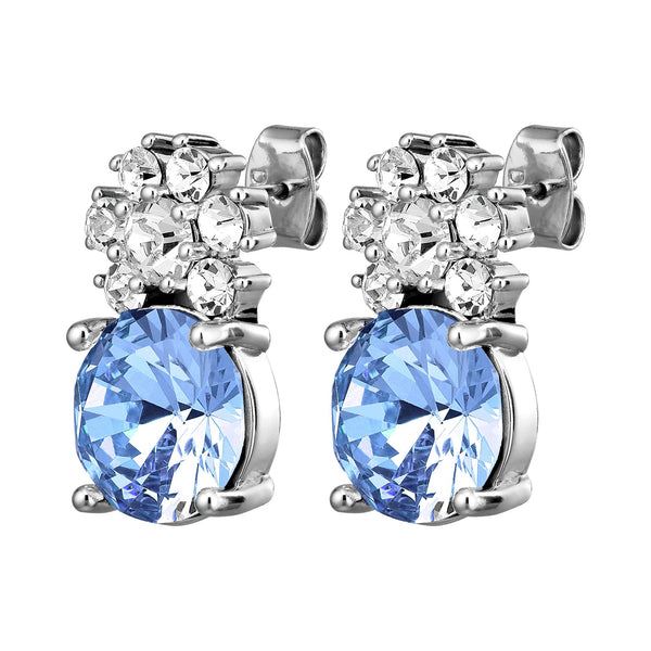 Beckia Shiny Silver Earrings - Light Sapphire