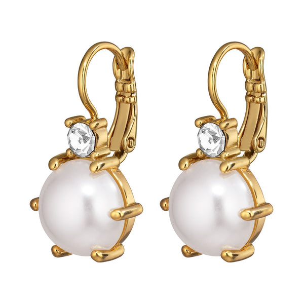 Begonia Gold Earrings - White Pearl