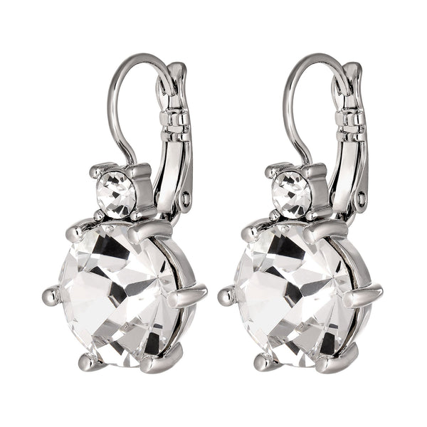 Begonia Shiny Silver Earrings - Crystal