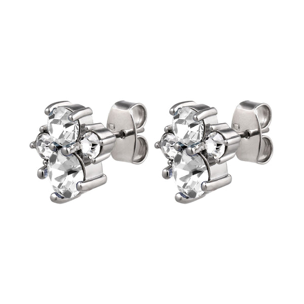 Billis Shiny Silver Earrings - Crystal