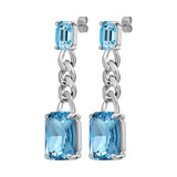 Calla Shiny Silver Earrings - Aqua