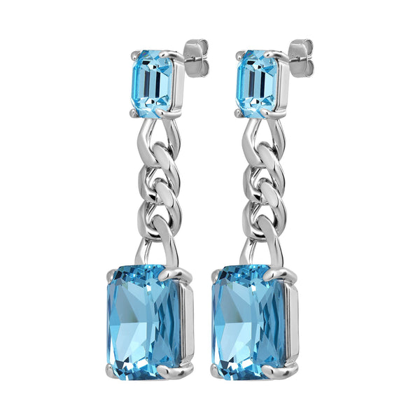 Calla Shiny Silver Earrings - Aqua