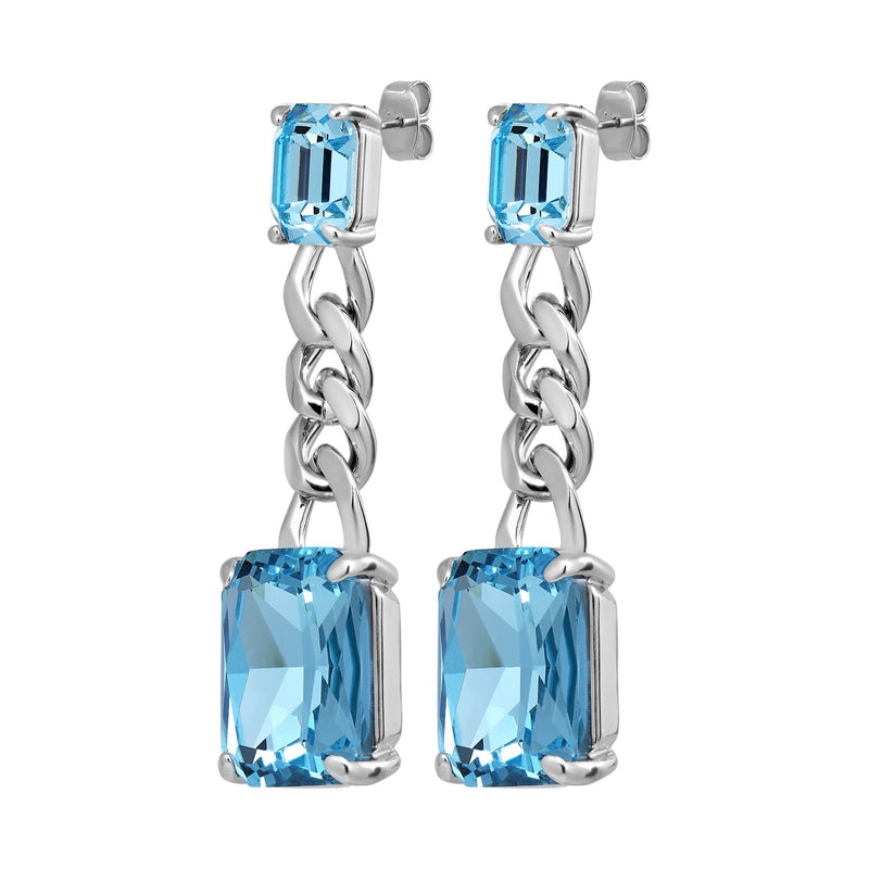 Calla Shiny Silver Earrings - Aqua