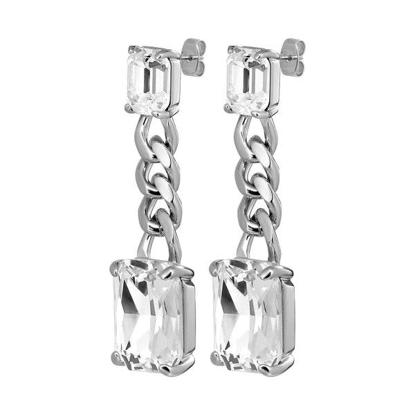 Calla Shiny Silver Earrings - Crystal