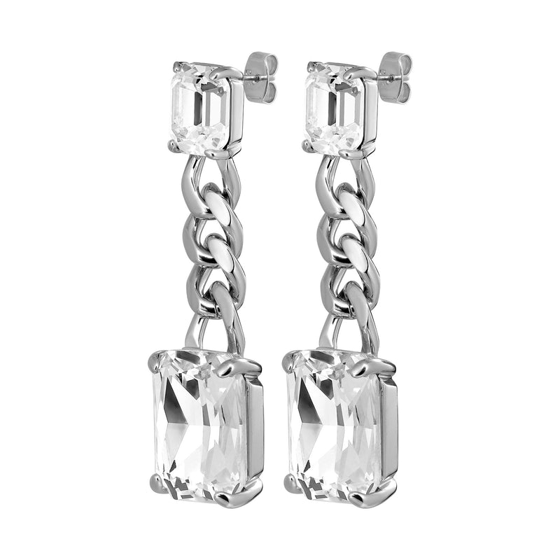 Calla Shiny Silver Earrings - Crystal