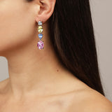 Carmen Shiny Silver Earrings - Pastel Multi
