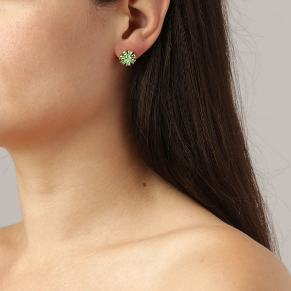 Carnea Gold Earrings - Light Green / Crystal