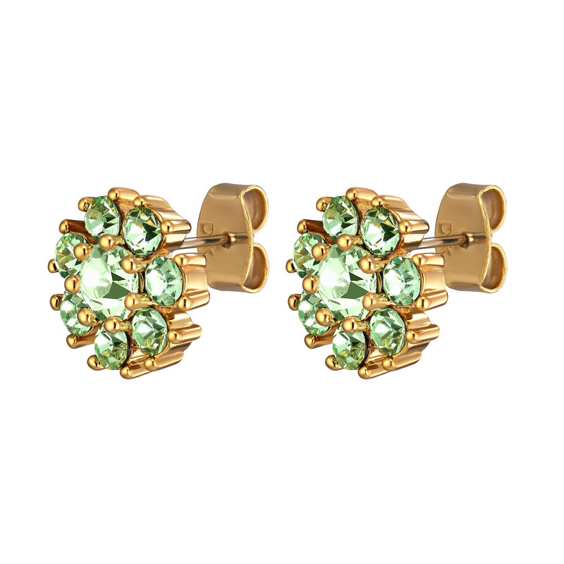 Carnea Gold Earrings - Light Green / Crystal