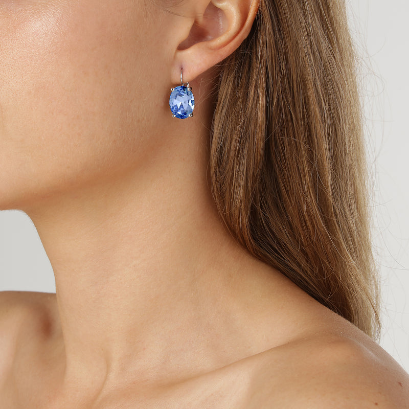 Chantal Shiny Silver Earrings - Light Blue
