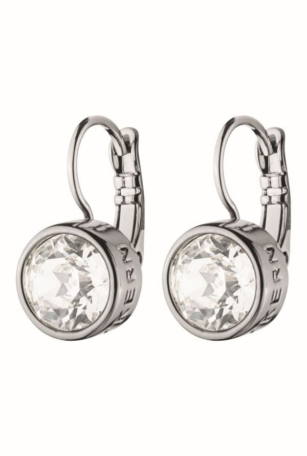 Louise Shiny Silver Earrings - Crystal