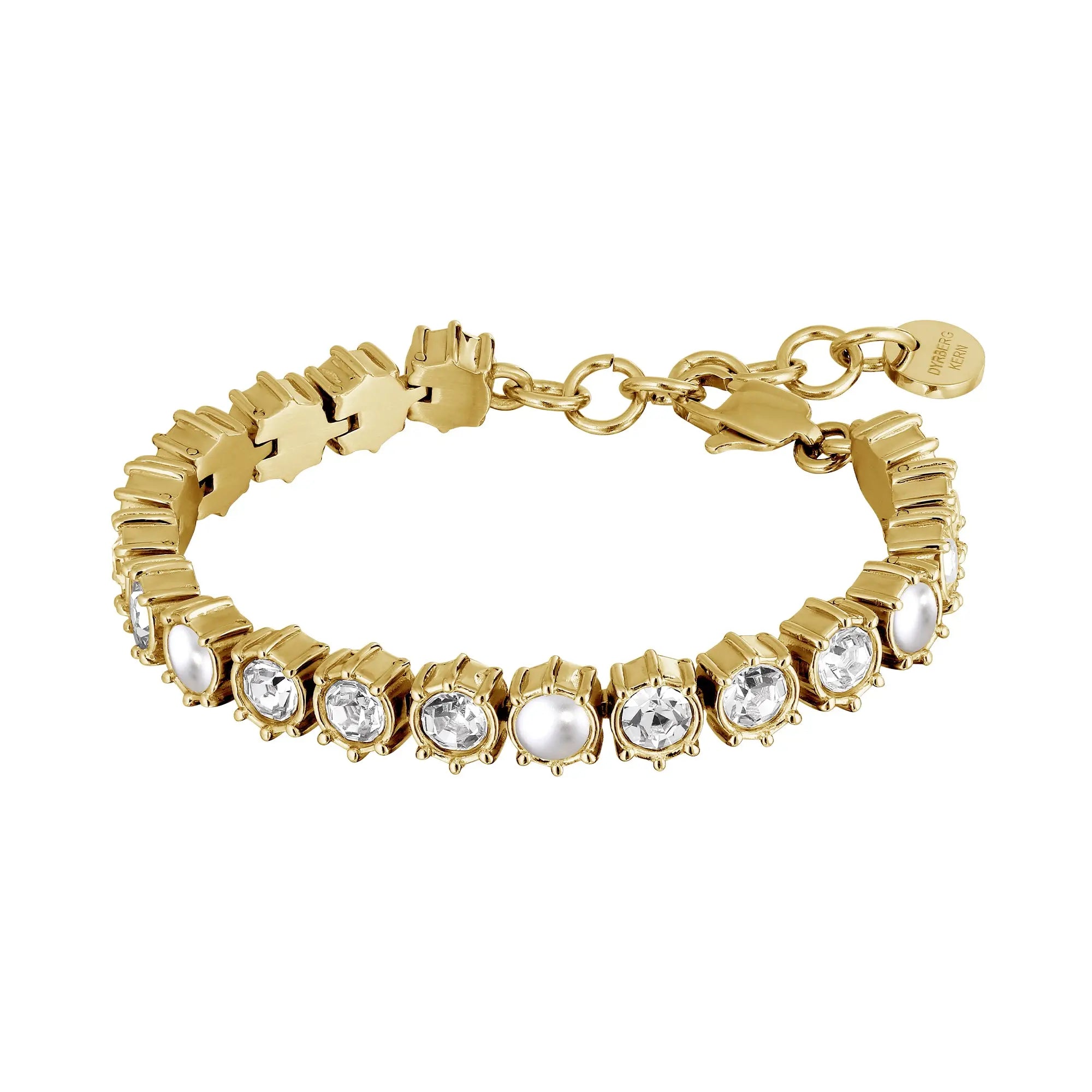 Courage Gold Tennis Bracelet, Crystal / White Pearl Dyrberg/Kern NZ