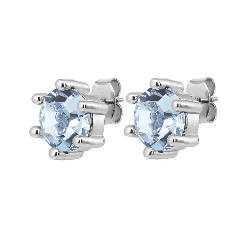 Craze Shiny Silver Stud Earrings, Light Blue Dyrberg/Kern NZ
