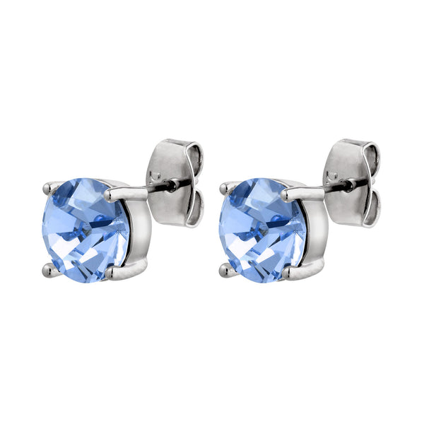 Daze Shiny Silver Earrings - Light Sapphire