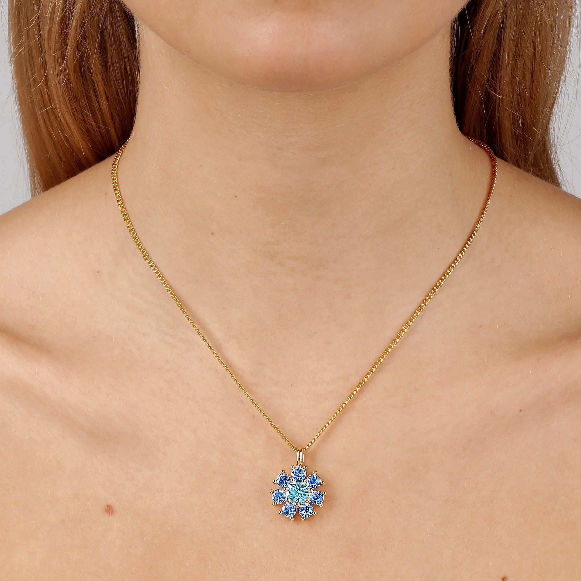 Delise Gold Necklace - Light Blue / Aqua