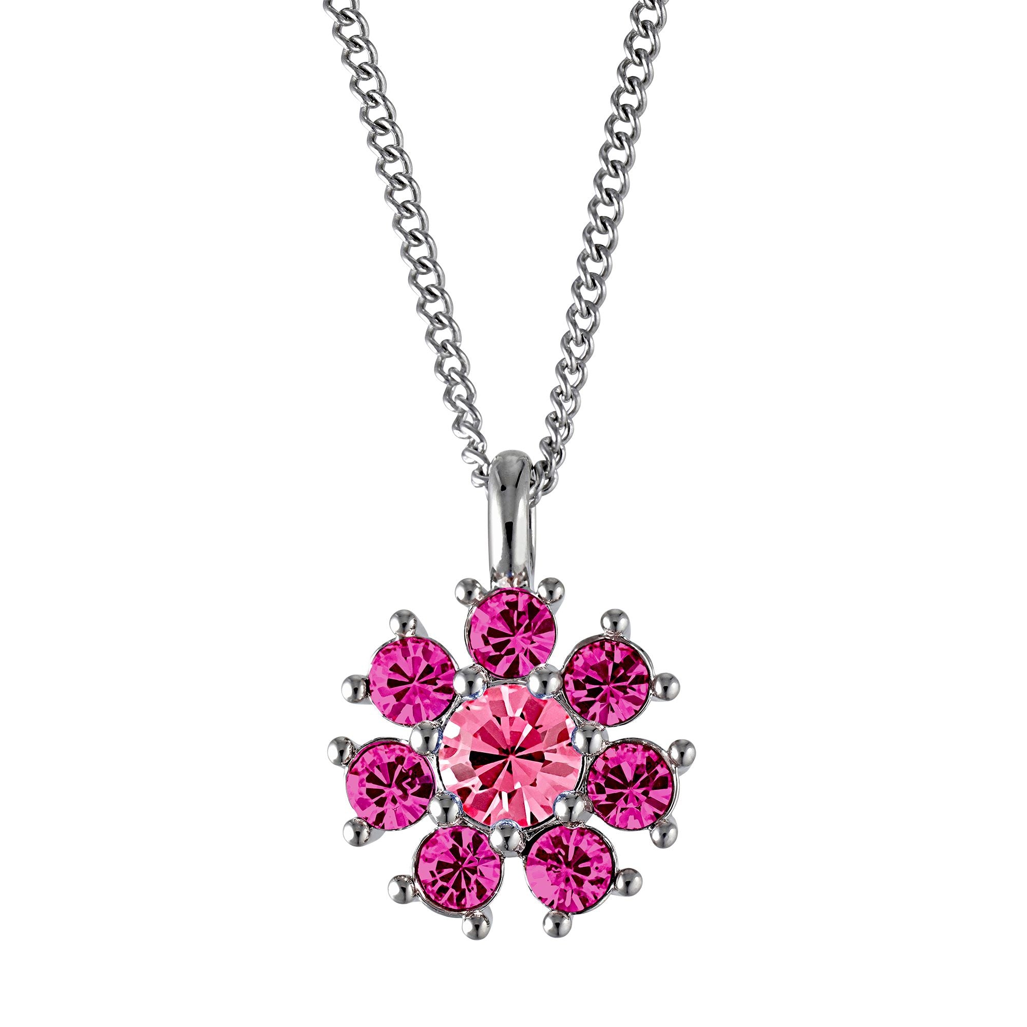 Delise Shiny Silver Necklace - Pink