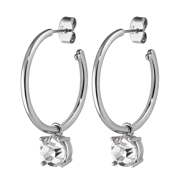 Diega Shiny Silver Earrings - Crystal