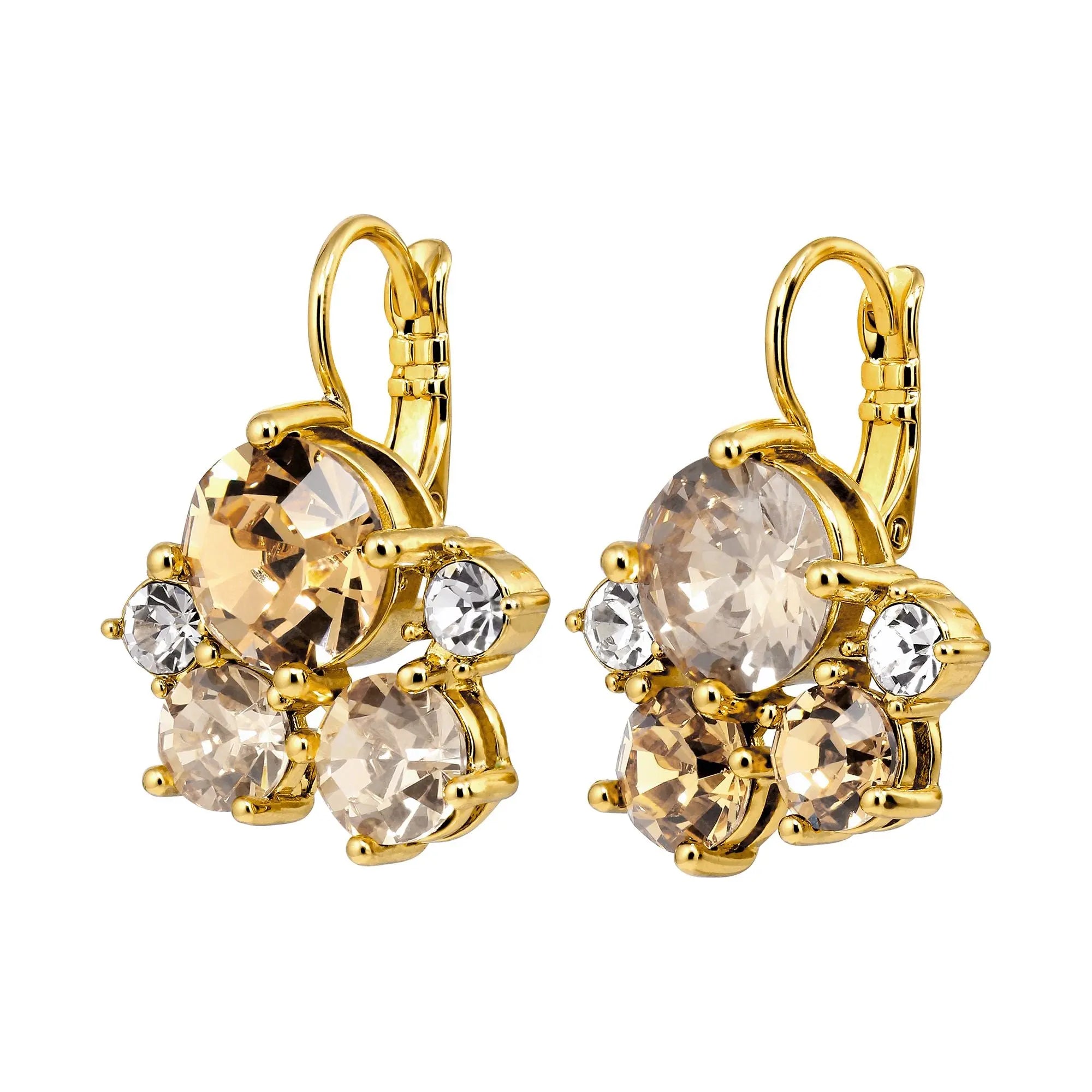 French Hook Earrings with Multiple Golden Crystals