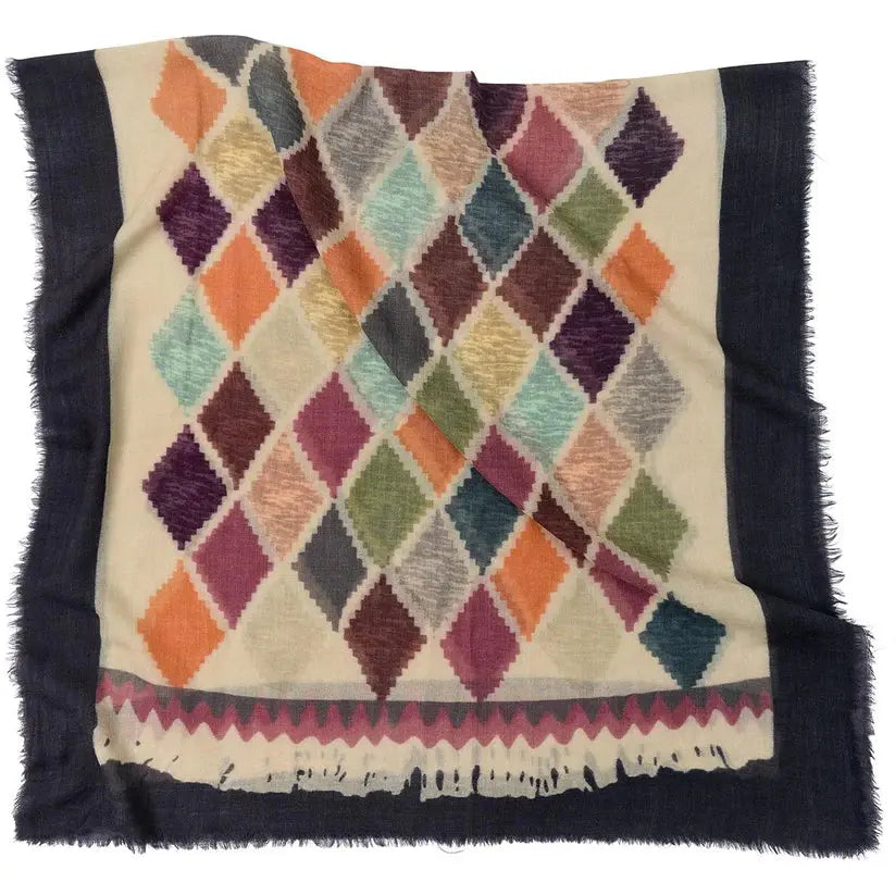 Diamonds Wool Scarf, Black Multi