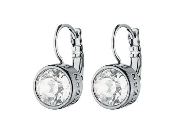 Louise Shiny Silver Earrings - Crystal