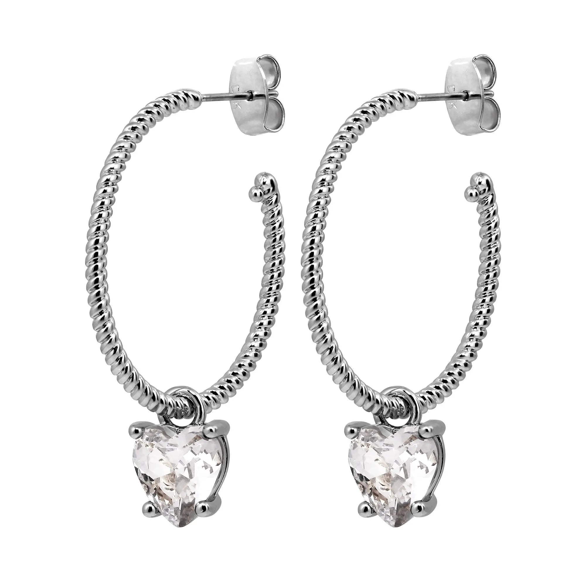 Hoop Earrings with heart shaped drop