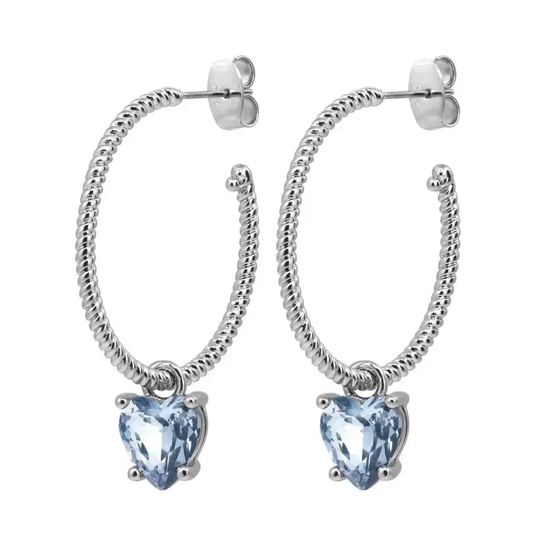 Elana Shiny Silver Hoop Earrings, Light Blue Dyrberg/Kern NZ