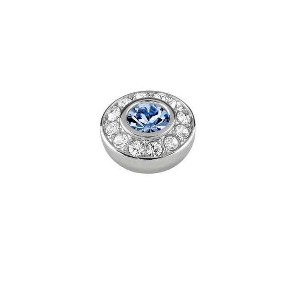 Emotion Shiny Silver Interchangeable Ring Topper - Light Blue/ Crystal