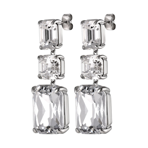 Esmara Shiny Silver Earrings - Crystal