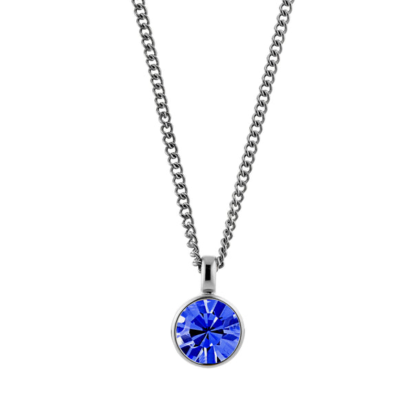 Ette Shiny Silver Necklace - Sapphire