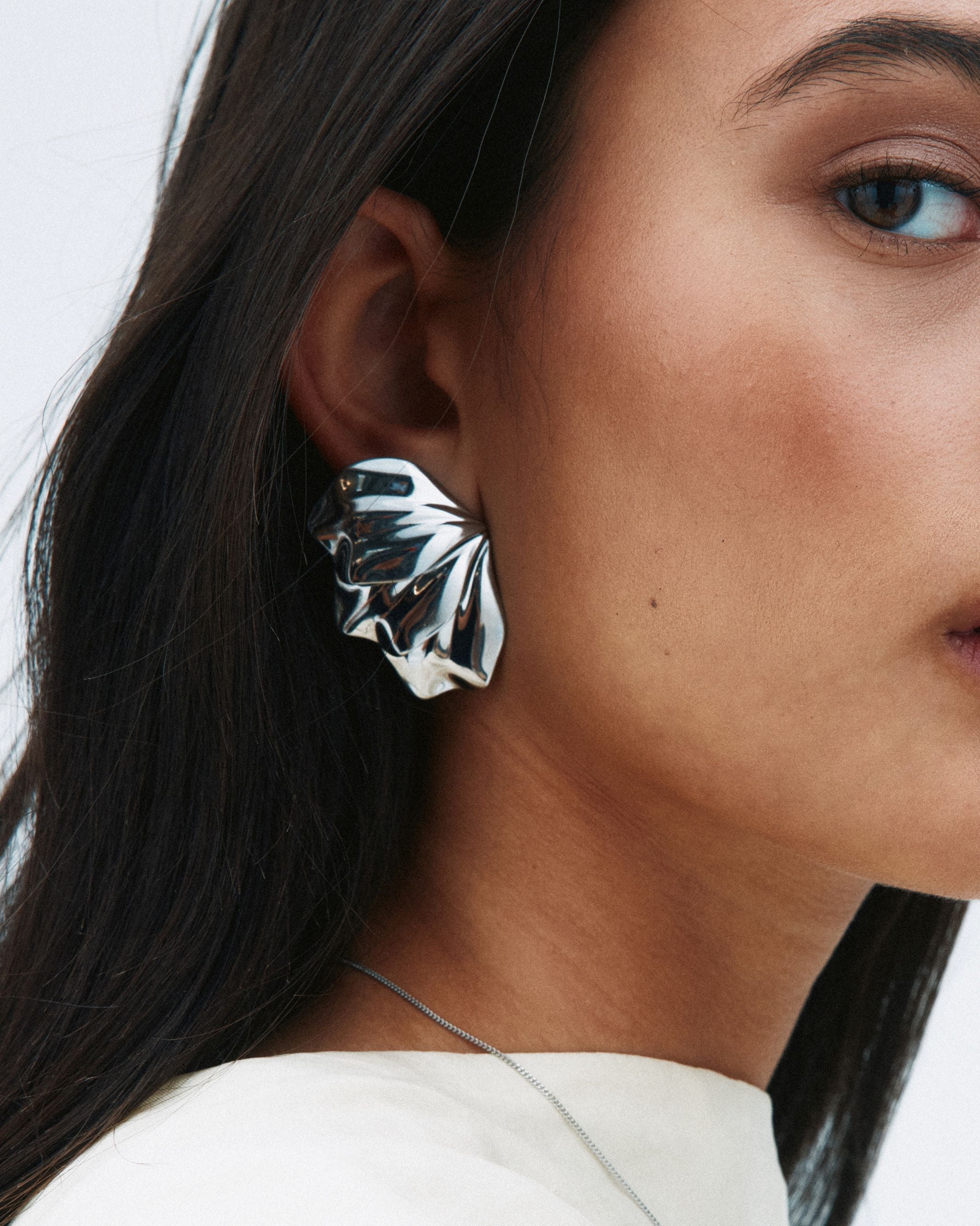 Petal Studs L Silver EdbladNZ