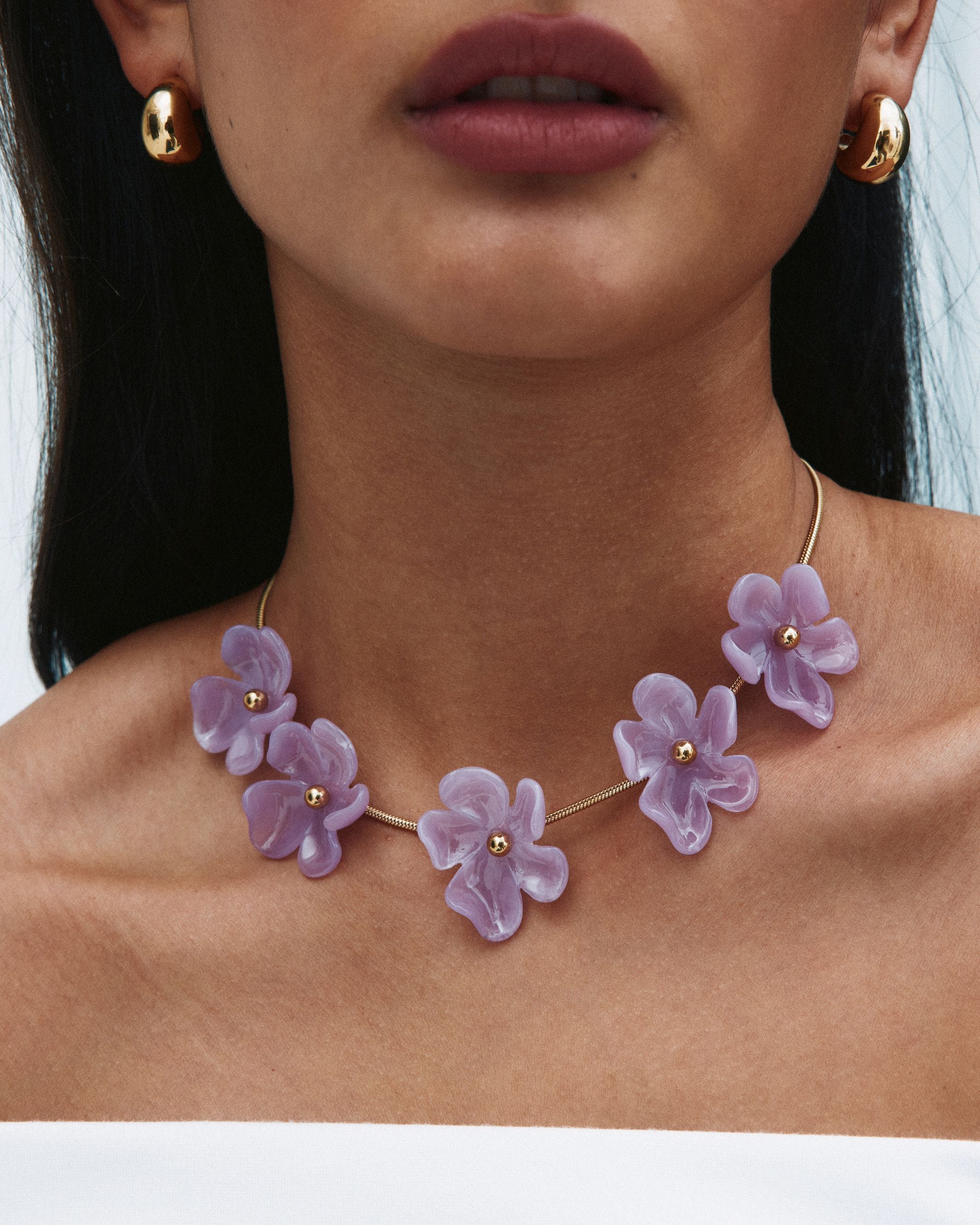 Wildflower Necklace Fuchsia Gold EdbladNZ