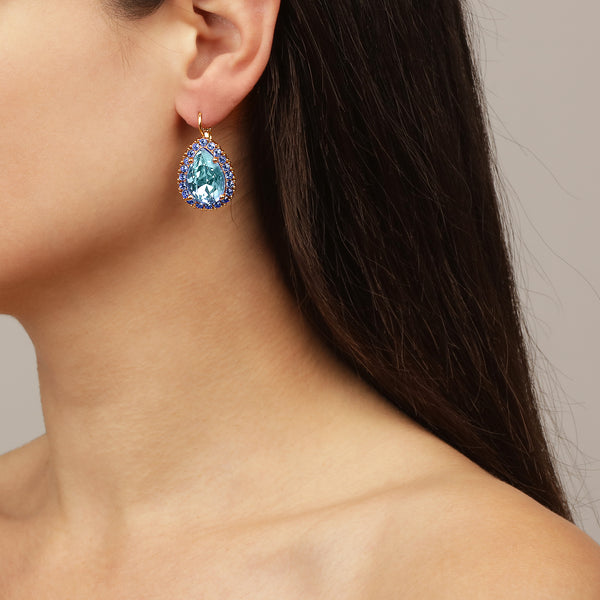Fiora Gold Earrings - Aqua / Light Blue