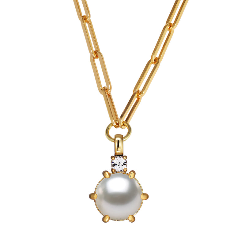 Glory Gold Necklace - White Pearl