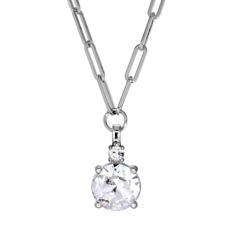 Glory Shiny Silver Necklace - Crystal