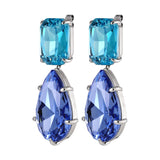 Golari Shiny Silver Earrings - Aqua