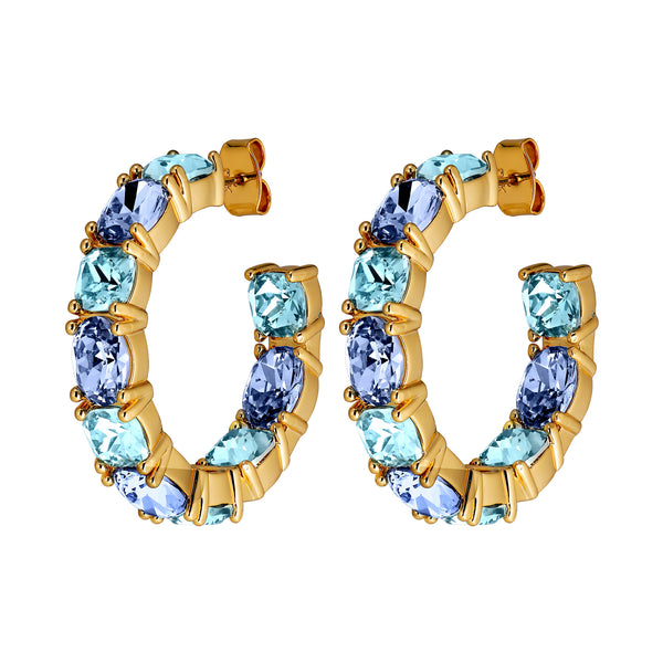 Gretia Gold Earrings - Aqua Blue