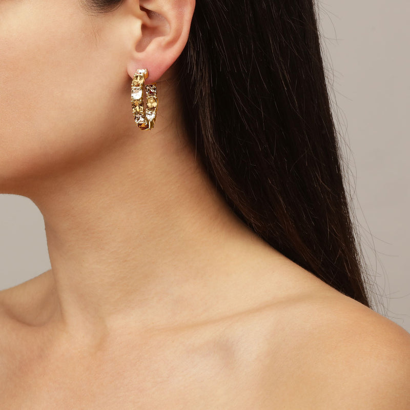 Gretia Gold Earrings - Grey