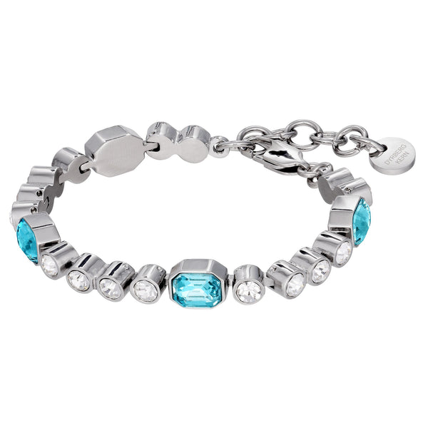 Grivna Shiny Silver Bracelet - Aqua / Crystal