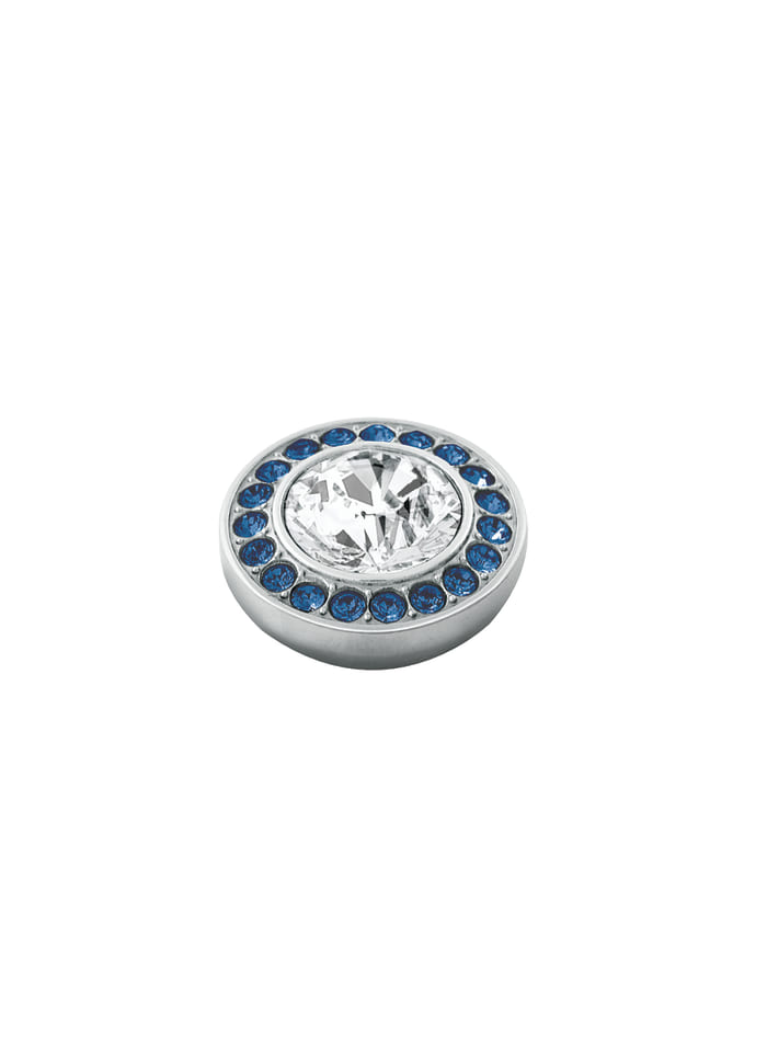 Grace Shiny Silver Interchangeable Ring Topper - Dark Blue