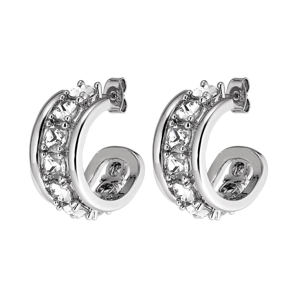 Helen Shiny Silver Earrings - Crystal