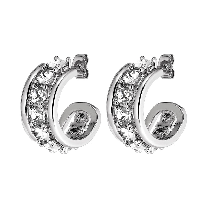 Helen Shiny Silver Earrings - Crystal