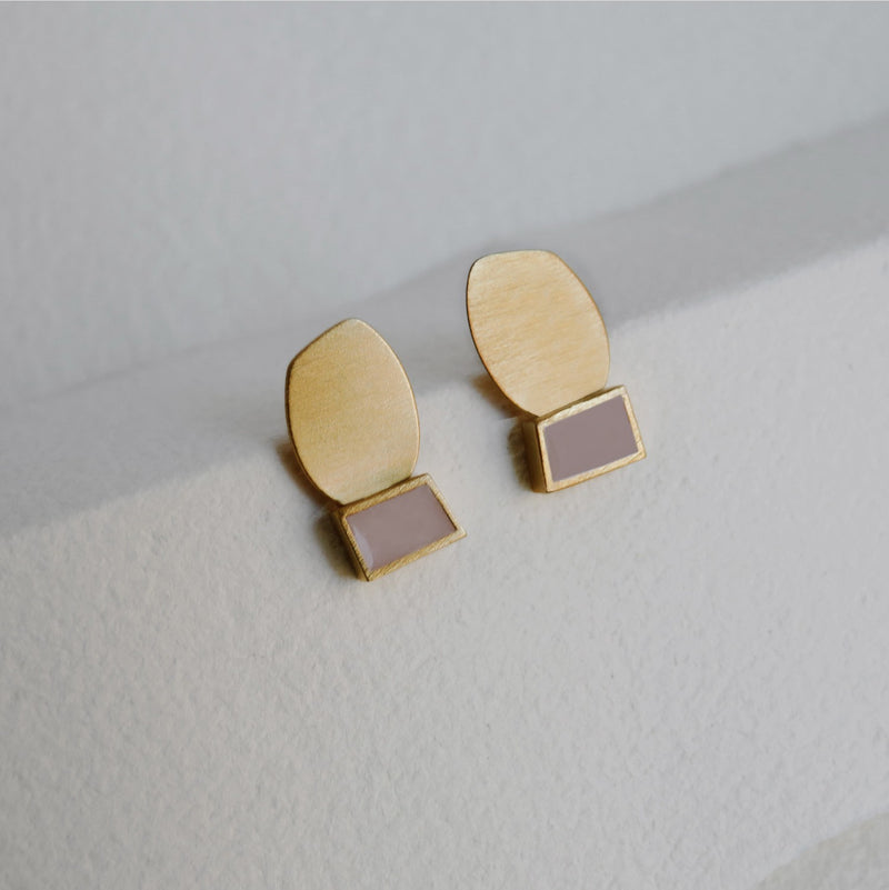 Collage Gold Earrings Mauve