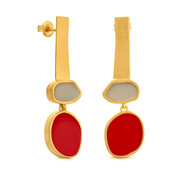 Collage Gold Earrings Red