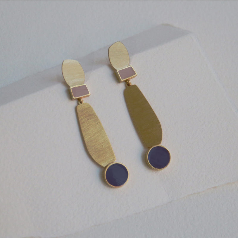 Collage Gold Earrings Purple