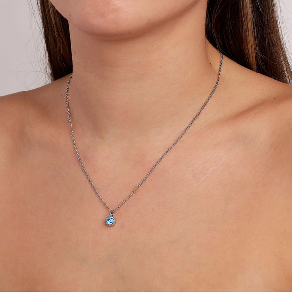 Jemma Shiny Silver Necklace - Aqua