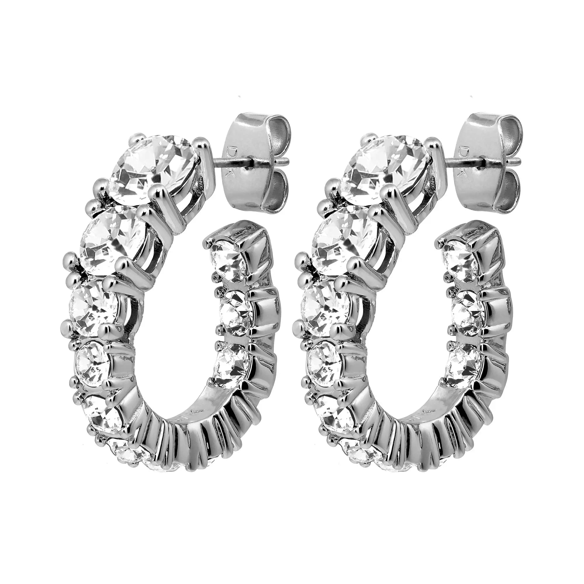 statement hoop earrings with clear crystals