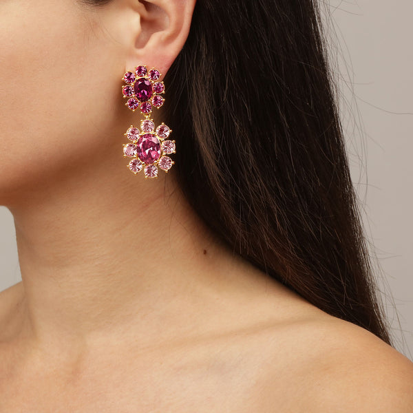 Lina Gold Earrings - Rose / Pink