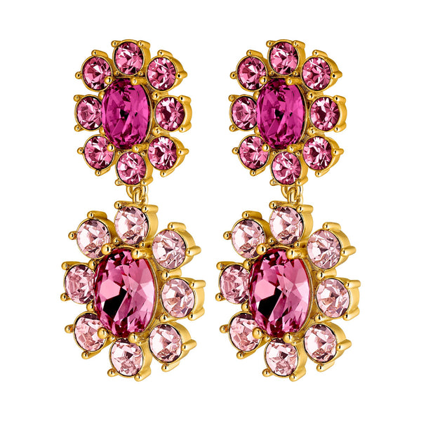 Lina Gold Earrings - Rose / Pink