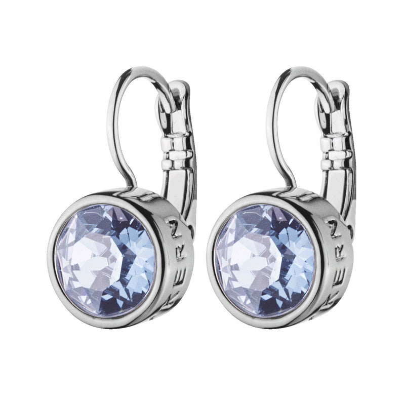 Louise Shiny Silver Earrings - Light Blue