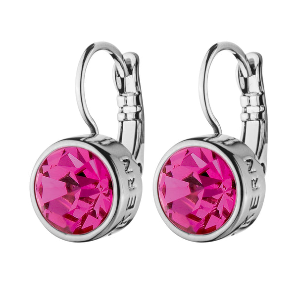 Louise Shiny Silver Earrings - Pink
