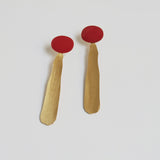 Miro Gold Earrings Red Drop Large